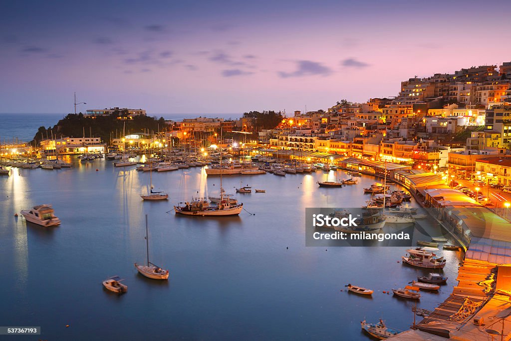 Mikrolimano marina in Athens. Evening in Mikrolimano marina in Athens, Greece. Night Stock Photo