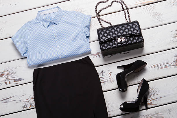 istock Striped shirt and black skirt. 537368276