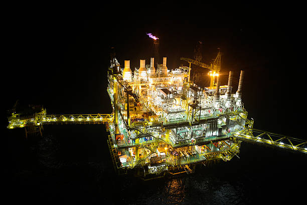 istock oil and gas construction in night view. 537368447