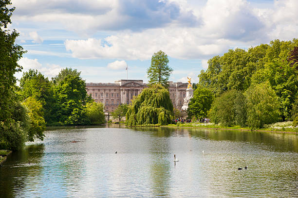 London, UK - May 14, 2014: Lake in St James park, the nature island in the middle of busy London, (City of Westminster) and the oldest of the Royal Parks