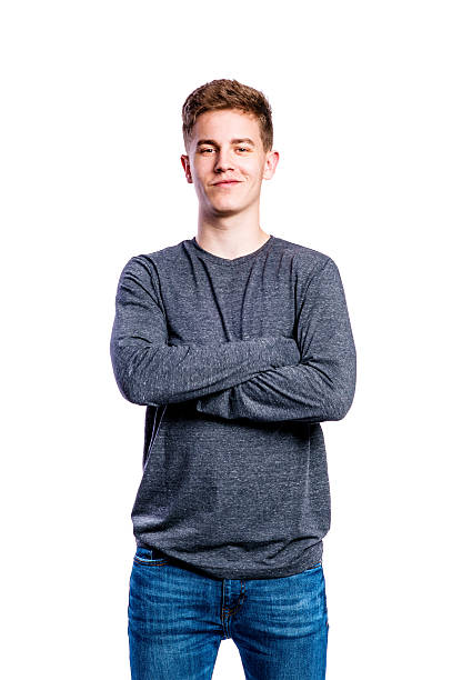 istock Boy in jeans and sweater, young man, studio shot 537369518
