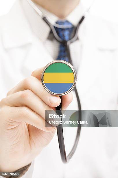 National Flag On Stethoscope Conceptual Series Gabon Stock Photo - Download Image Now