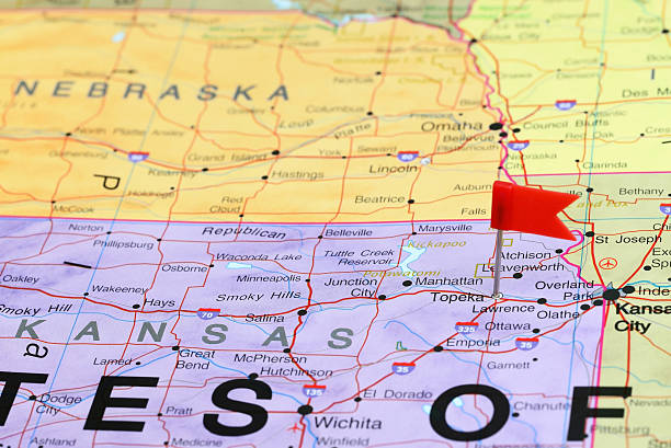 istock Topeka pinned on a map of USA 537371203