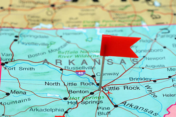 istock Little Rock pinned on a map of USA 537371219