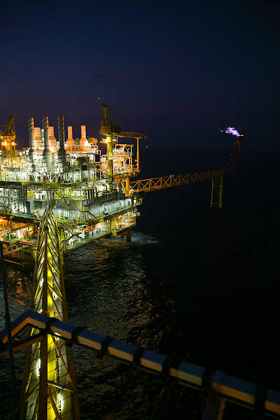 istock oil and gas construction in night view. 537372057