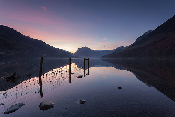 Buttermere lake at dawn stock photo