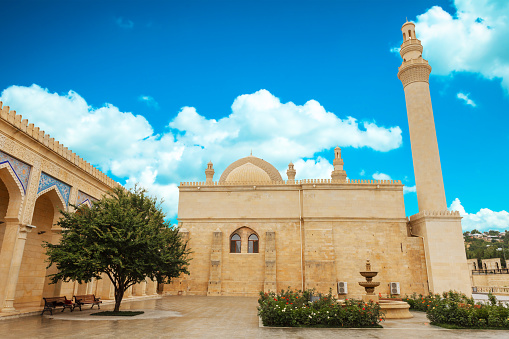 View of the clock tower and the Süleyman Mosque together from the sea in the Old Town on the Greek island of Rhodes. (Kanuni Sultan Suleyman Mosque)
