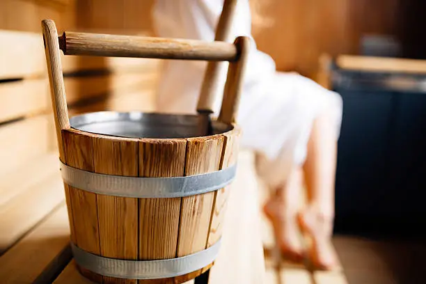 Finnish wooden sauna bucket