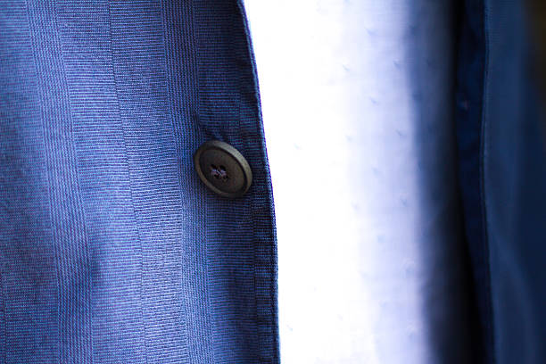 istock Blue Cotton Men's Sports Jacket and Front Button (Close-Up Detail) 537377548