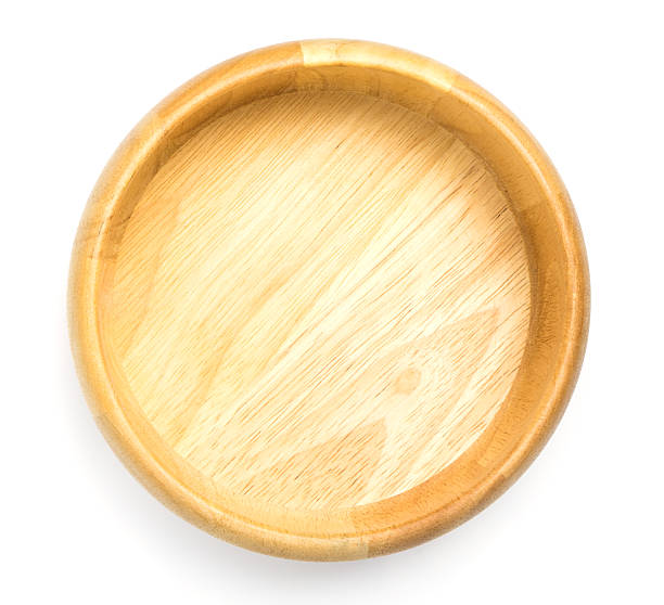 istock Wooden Bowl top view isolated on white 537377690