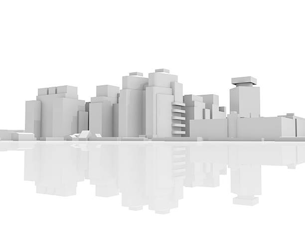 промышленные здания и офисами. 3 d визуализация - 3d scene стоковые фото и изображения