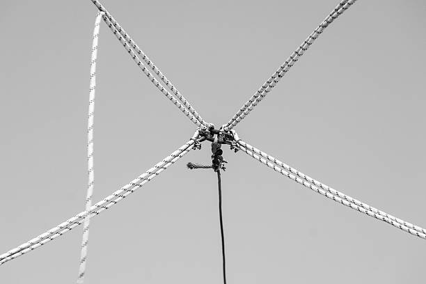 Ropes in the air with a cable and a ring