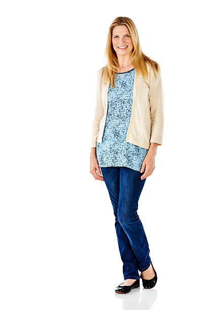 istock Attractive mature woman standing over white 537379816