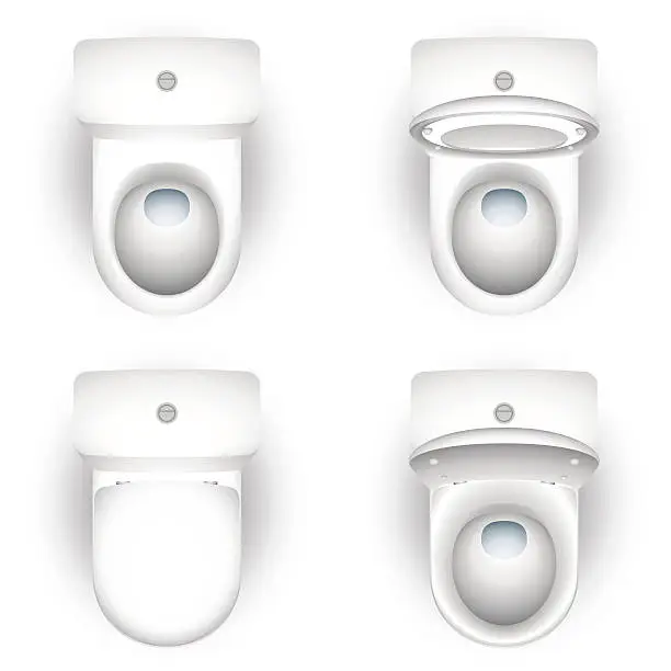 Vector illustration of toilet bowl bathroom water closet set