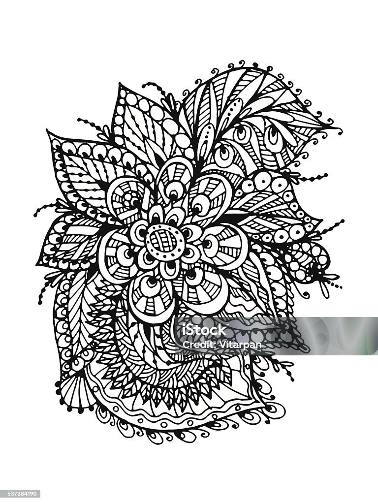 Vector Image Doodle coloring floral. Vector Image Doodle, drawing for coloring the floral motif. It can be used as a decorative design element for coloring books.. Coloring stock vector