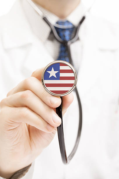 istock National flag on stethoscope conceptual series - Liberia 537384999