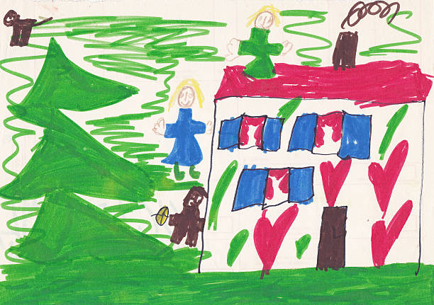 istock Child picture of house with people and animals 537385015