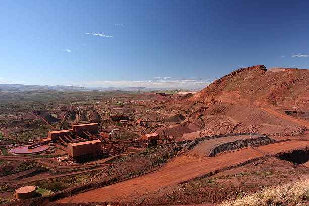 Iron Ore Mine Operations Iron ore mining operations Pilbara region Western Australia the pilbara stock pictures, royalty-free photos & images