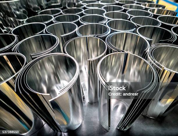 Sheets Of Metal At A Factory Stock Photo - Download Image Now - Manufacturing, Sheet Metal, Aluminum