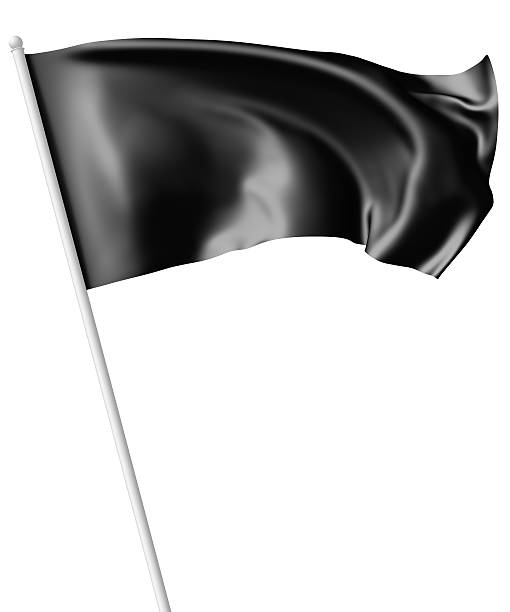istock Black flag on flagpole waving in wind 537389532