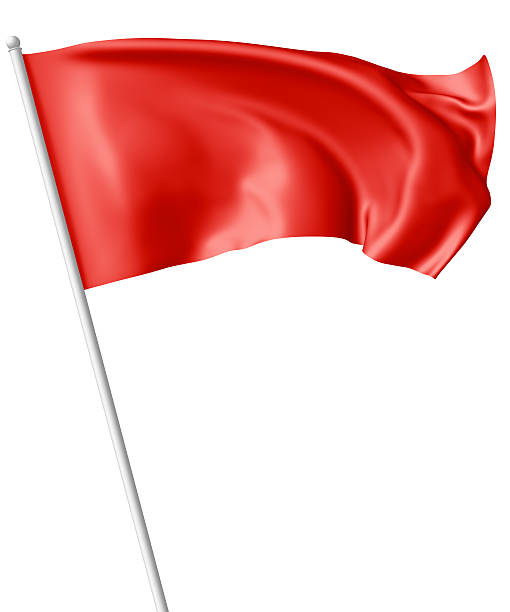 istock Red flag on flagpole waving in wind 537389554