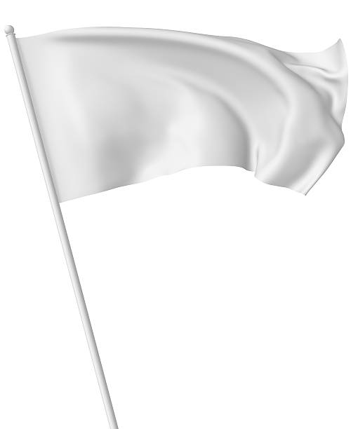 white flag on flagpole waving in wind - 旗杆 個照片及圖片檔