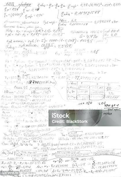 Handwritten Page Of Draft Calculations Stock Photo - Download Image Now - Note Pad, Handwriting, Page