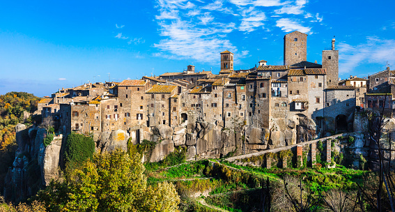 Panoramic View of Vitorchiano,traditional Houses,italy.