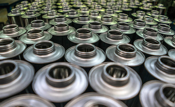 istock Metallic cans at a metal factory 537397222