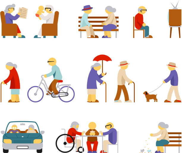 ilustrações de stock, clip art, desenhos animados e ícones de sénior ícones de estilo de vida - bicycle playing cards