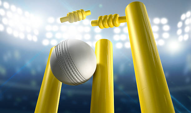 istock Cricket Wickets And Ball In A Stadium 537401663