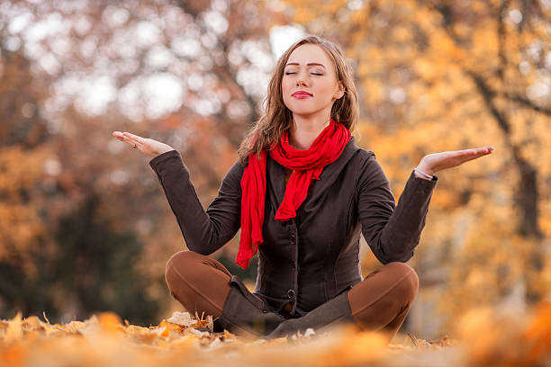 istock Girl meditating outdoors. 537402081