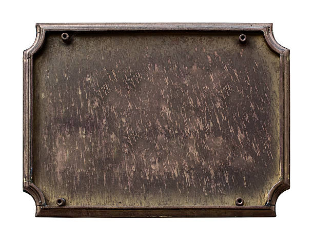 Old plaque isolated on white Old plaque isolated on white background. Dirty and destroyed. Blank ready to insert any text. Clipping path included memorial plaque photos stock pictures, royalty-free photos & images