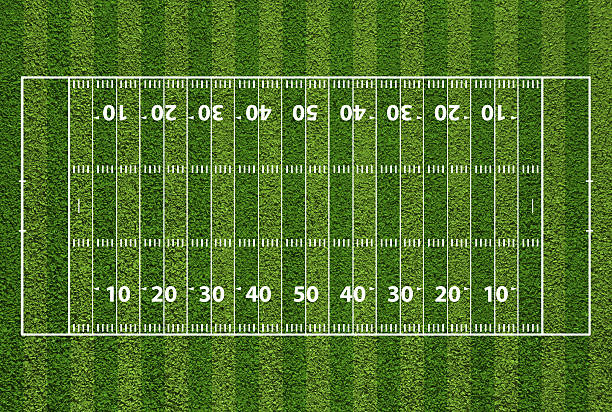 istock American football field with hash marks and yard lines. 537403874