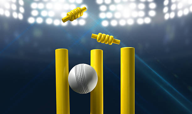 istock Cricket Wickets And Ball In A Stadium 537404059
