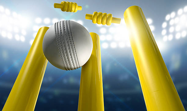 istock Cricket Wickets And Ball In A Stadium 537404071