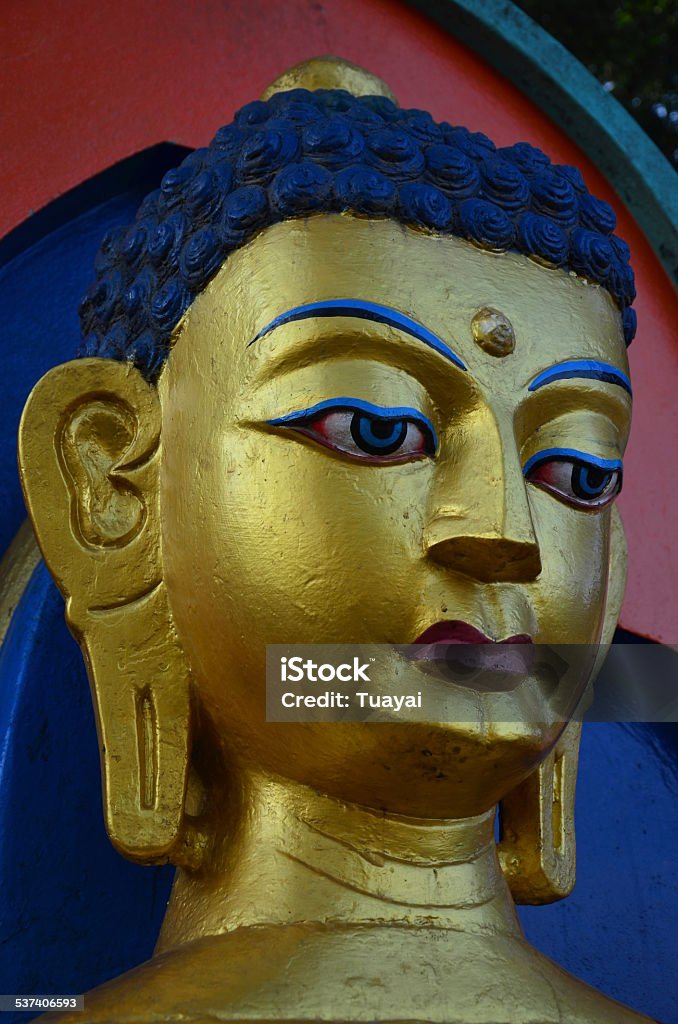 Buddha Statue in Swayambhunath Temple Buddha Statue in Swayambhunath Temple or Monkey Temple at Kathmandu Nepal 2015 Stock Photo