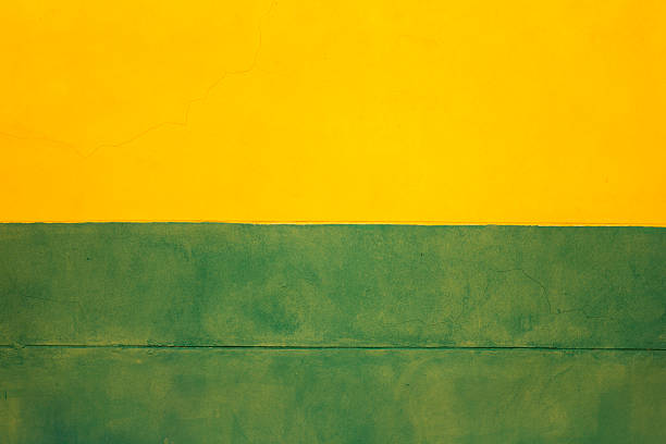 abstract building wall, two color wall, orange green yellow wall