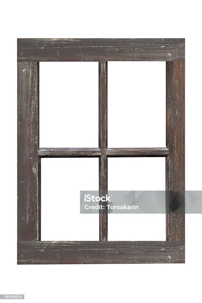 Wood window frame isolated on white background Window Frame Stock Photo