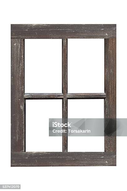 Wood Window Frame Isolated On White Background Stock Photo - Download Image Now - Window Frame, Wood - Material, Window