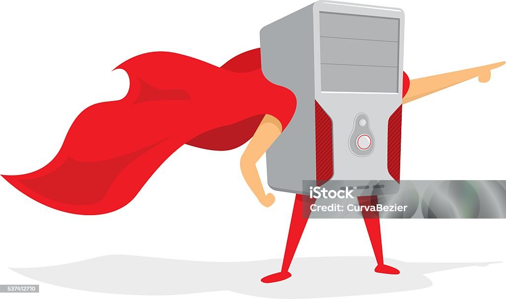 Good Computer Hero Computer Super Hero With Cape Stock Illustration - Download Image Now ...