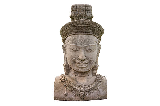 Cambodia angor wat statue face isolated on white background