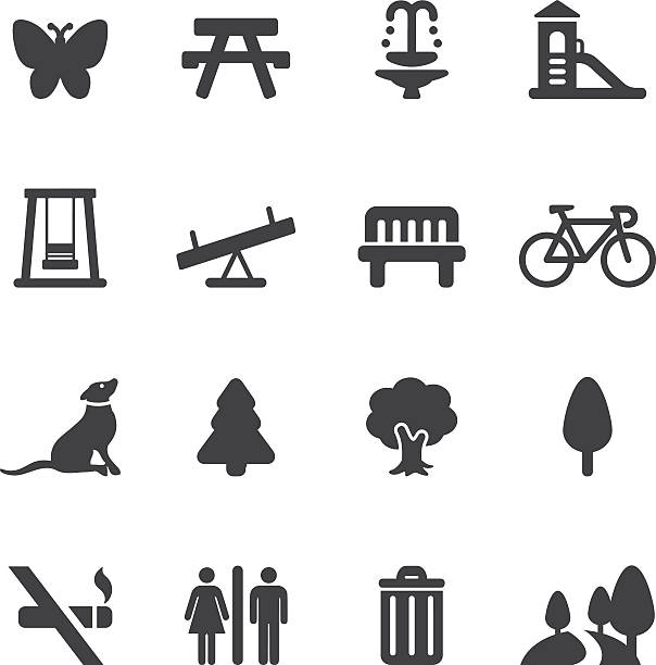 Park and Outdoor Silhouette icons | EPS10 Park and Outdoor Silhouette icons  swing play equipment stock illustrations
