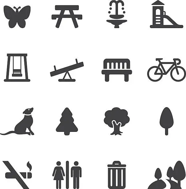 Vector illustration of Park and Outdoor Silhouette icons | EPS10