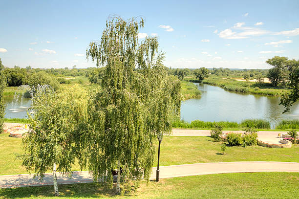 Embankment of the river Tsna. Tambov stock photo