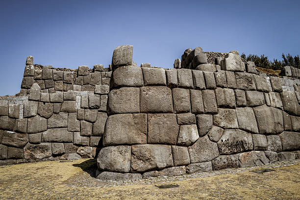Incredible Inca stone wall in Sacsayhuaman near Cusco, Peru