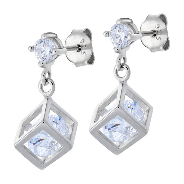istock pair silver pendants earrings with diamonds 537424036