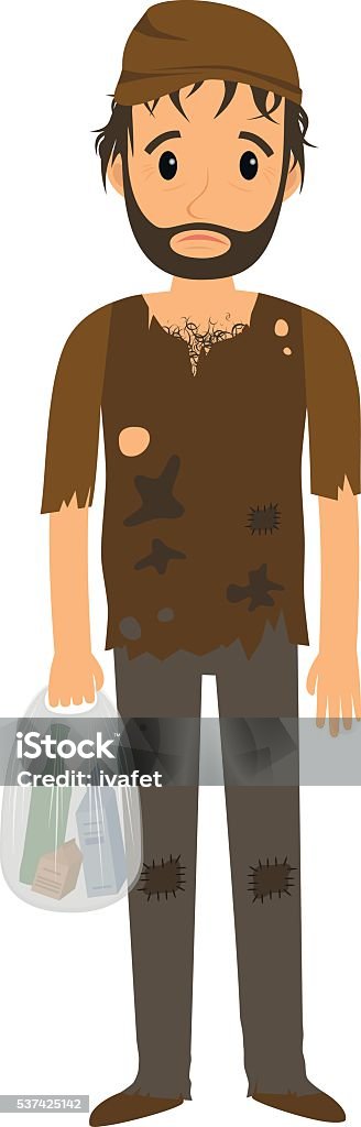 Homeless Man In Dirty Old Clothes Stock Illustration - Download Image Now -  Adult, Beard, Begging - Social Issue - iStock
