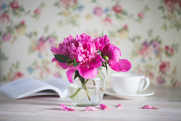 istock fresh bouquet of peonies in a glass jar 537432006