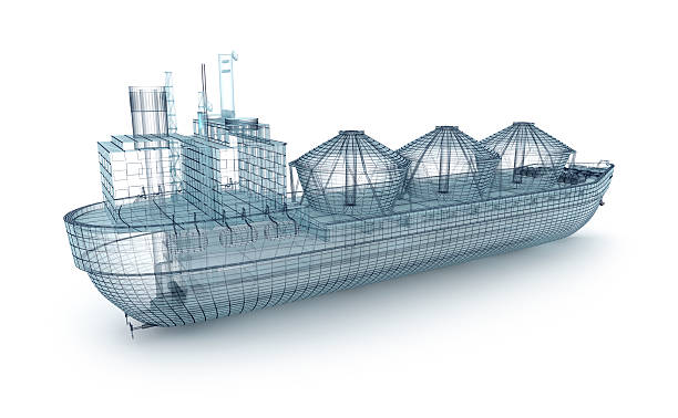 istock Oil tanker ship wire model isolated on white. 537432934